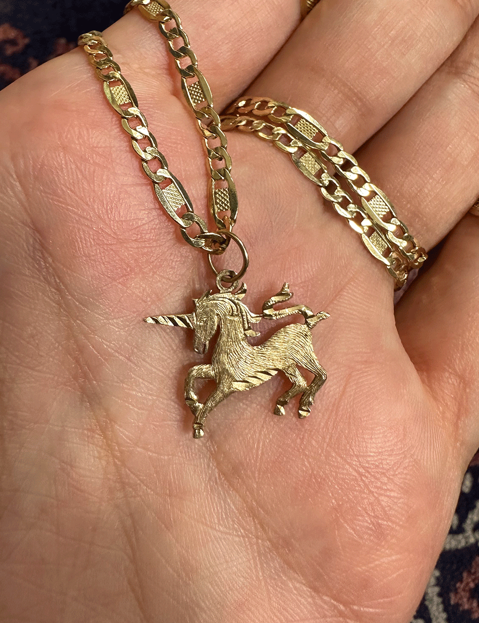 Vintage Gold Jewelry | 14k gold unicorn charm pendant | HONEY DRIP NYC