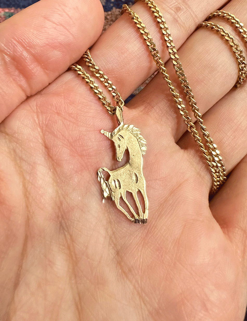 14k yellow gold vintage unicorn charm by HONEY DRIP NYC