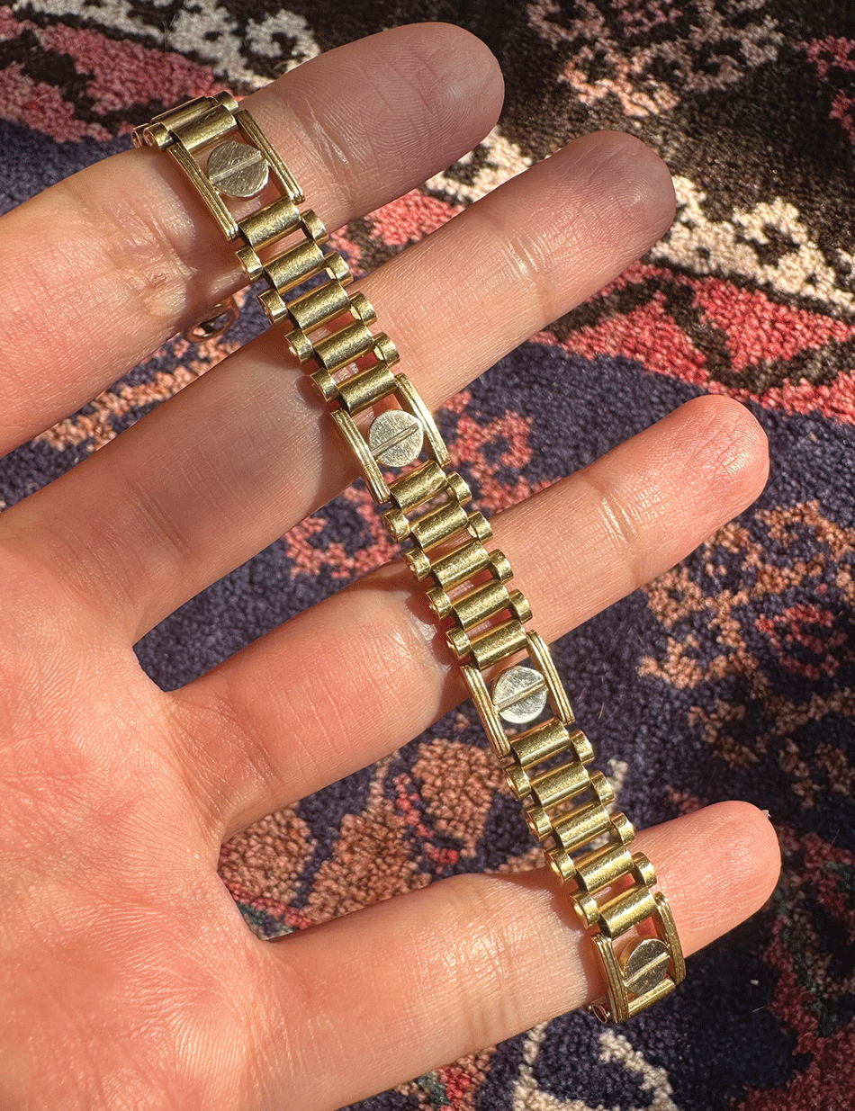 Vintage 14k gold Presidential style watch band chain cartier style bracelet