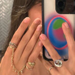 Silver XL 8 ball ring and chain handpiece in 14k gold with diamonds