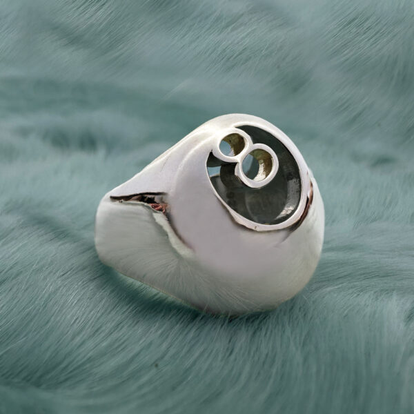XL 8 Ball Billiards Ring in sterling silver by HONEY DRIP NYC