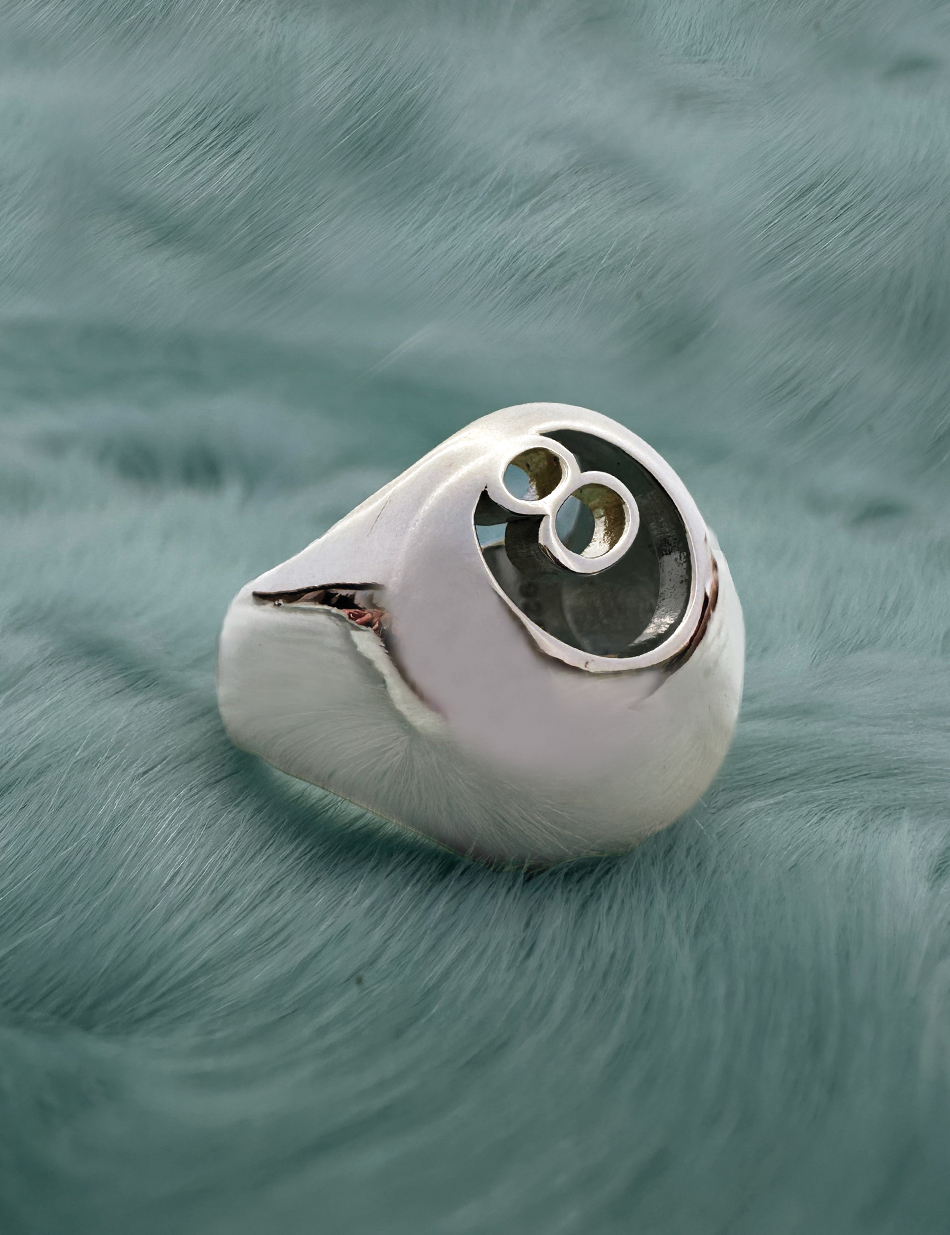 XL 8 Ball Billiards Ring in sterling silver by HONEY DRIP NYC