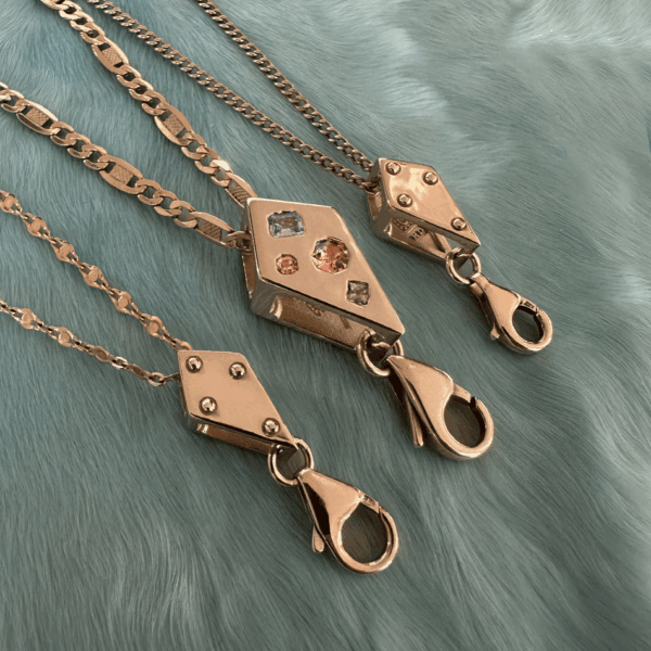 Crane Block stacking enhancers in 14k gold by honey drip jewelry